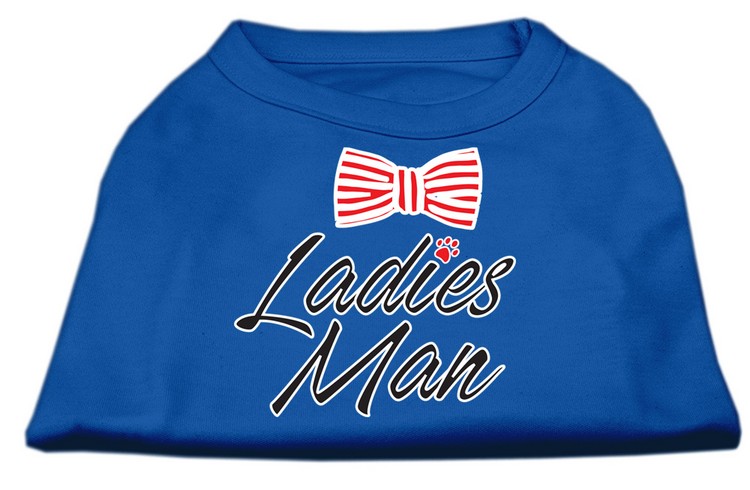 Ladies Man Screen Print Dog Shirt Blue XS